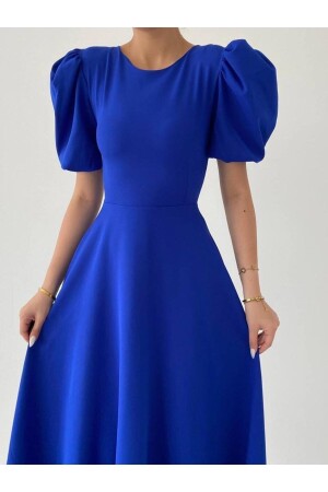 Saks Blaues Midikleid mit Wassermelonenärmeln - 2