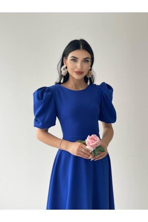 Saks Blaues Midikleid mit Wassermelonenärmeln - 3