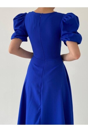 Saks Blaues Midikleid mit Wassermelonenärmeln - 6