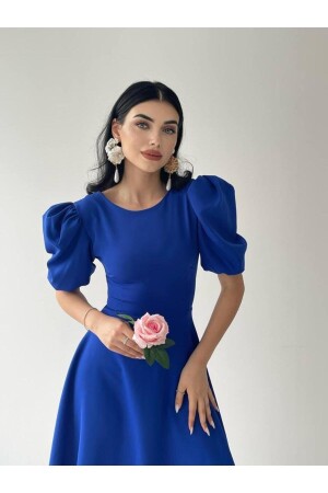 Saks Blaues Midikleid mit Wassermelonenärmeln - 8