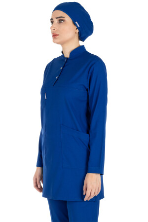 Saks Blue Thin Lycra Hijab Krankenschwesteruniform und Chirurgenarztuniform-Set LYCRA-SOFT-HIJAB - 3