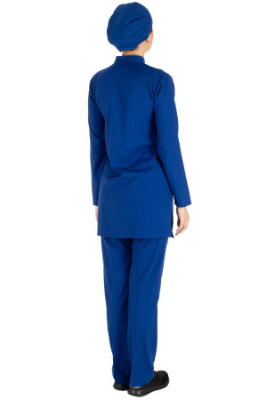 Saks-Set aus dünnem Lycra-Hijab-Krankenschwesteruniform und Hijab-Arztuniform-Set in Blau - 5