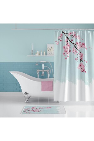 Sakura Banyo Paspas Ve Tek Kanat Duş Perdesi 1x180x200 Set BAHSKRA5080 - 1