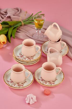 Sakura Flower Pink 15-teiliges Luxus-Kaffeetassen-Set aus Keramik, türkische Kaffeetasse - 9