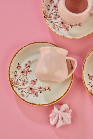 Sakura Pink 12-teiliges Luxus-Kaffeetassen-Set aus Keramik für 6 Personen, Kaffeetasse hoga-gold-kahve - 8