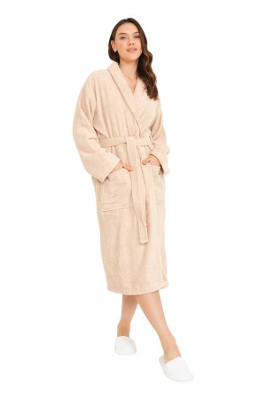 Şal Yaka Unisex Premium %100 Pamuklu Havlu Kumaş Bornoz Tek Parça LC22USY1 - Like cotton