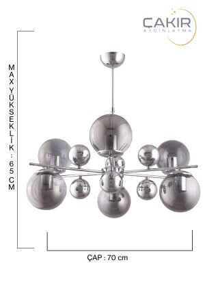 Salkım 6-teiliger Chrom-Silber-Hängelampen-Kronleuchter – Çakır Avize 7540 - 4