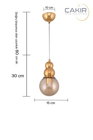 Salkım Single Honey Glass Gold (Gelb) Pendelleuchte Çakır Kronleuchter 7540-1 - 4