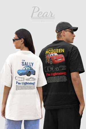 Sally & Mcqueen Cars Bedrucktes 2-teiliges T-Shirt Dear Unisex Couple Oversize T-Shirt - 1