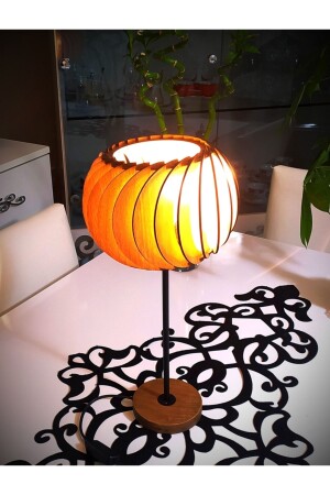 Kerzenständer, Naturholz, MDF, 3D-Lampenschirm für Wohnzimmer, Schlafzimmer, Esszimmer – Tisch-/Nachtlampe DECARTABJR0011 - hü ma tasarım ve aksesuar