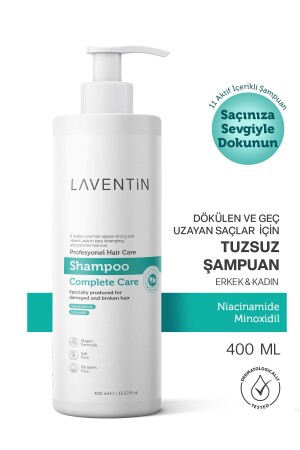 Salzfreies Anti-Haarausfall-Shampoo mit 11 Wirkstoffen gegen Haarausfall und langsames Wachstum, 400 ml - 2