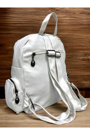 Samılon Multi-Eye Washed Leder Damenrucksack in Weiß - 4