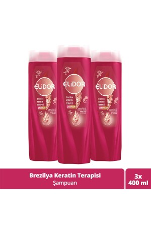 Şampuan Brezilya Keratin Terapisi Hidrolize Keratin Marula Yağı E Vitamini 400 ml X3 - 1