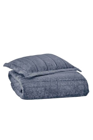 Samt-Komfort-Set, modernes Schlafset, Einzelbett, Blau, 2-teilig - 3