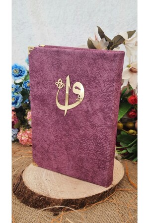 Samt-Koran, mittlere Größe, 24 x 16, Audio-Hören, lila, religiöse Angelegenheiten, versiegeltes Mevlit-Geschenk, Nubuk - 3