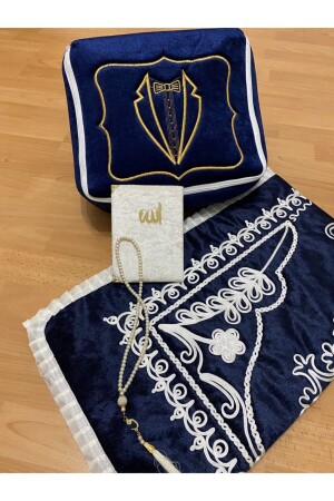 Samt-Satteltasche mit Bräutigam-Motiv – Samt-Gebetsteppich – Yasin – Rosenkranz-Mitgift-Set mit 4 Bündeltaschen - 4