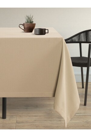 Samtstrukturierte sandbeige Carefree-Tischdecke - 1