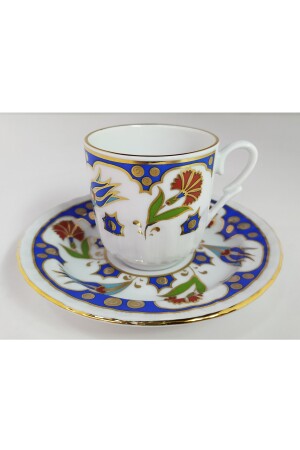 Samtverpackte Kupfer-Kaffeekanne mit Tulpen- und Nelkenmuster, Sonderserie, goldvergoldet, 2-teiliges Tassenset TR100210-3 - 4