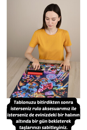 Sanat Mavi Yapraklar | Elmas Mozaik Tablo | Boncuk Işleme | 50x50 | E20202648m E20202648M - 10