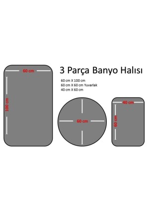 Sarar Post 3'lü Banyo Halısı (60X100, 40X60, 60X60 YUVARLAK) Peluş Post Halı Klozet Takımı Antrasit banyohalı3lu - 6