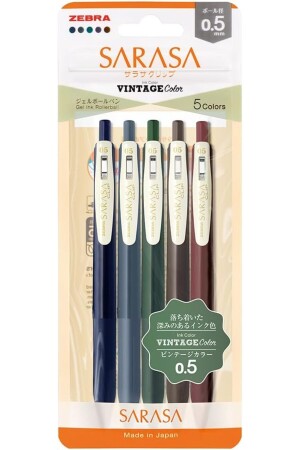 Sarasa 0. 5 mm Vintage-Farben, Set mit 5 Stiften – Set 1 ZEBRAVINTAGE - 1