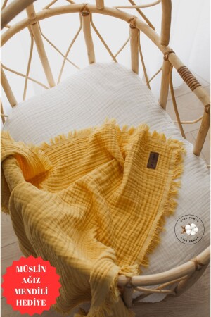 Sarı 4katlı Müslin Pamuksu Yumuşaklık Bebek & Çocuk Müslin Örtü %100 Pamuk Yeni Sezon - Zeypba