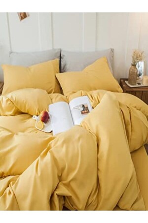 Sarı Düz Renk Pamuklu Çift Kişilik Nevresim Takımı NALLS2023SARI - Nalls Home