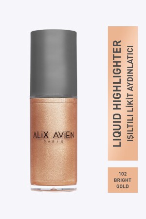 Sarı Işıltılı Likit Aydınlatıcı - Liquid Highlighter 102 - Yüz & Vücut için - 45 ml - 1