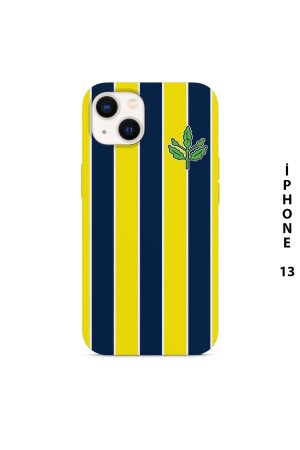 Sarı Lacivert Çubuklu Baskılı Iphone 13 Silikon Telefon Kılıfı - Asya Case