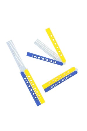 Sarı Lacivert Taraftar Fanatik Kelebek Bıçak Şeklinde Plastik Tarak Saç Tarama Stres Atma - Bihoavm