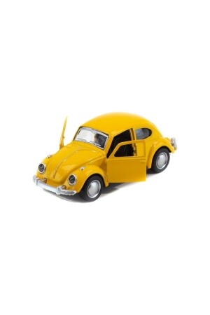 Sarı Metal Beetle Vosvos Nostaljik Araba 12 Cm Çek Bırak Araba Kapılar Açılır Diecast - 1