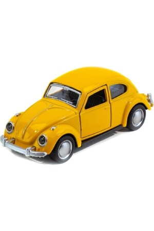Sarı Metal Beetle Vosvos Nostaljik Araba 12 Cm Çek Bırak Araba Kapılar Açılır Diecast - 2