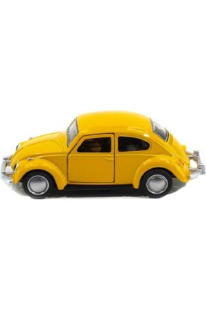 Sarı Metal Beetle Vosvos Nostaljik Araba 12 Cm Çek Bırak Araba Kapılar Açılır Diecast - 4