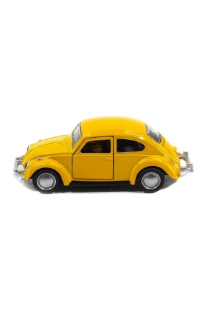 Sarı Metal Beetle Vosvos Nostaljik Araba 12 Cm Çek Bırak Araba Kapılar Açılır Diecast - 5