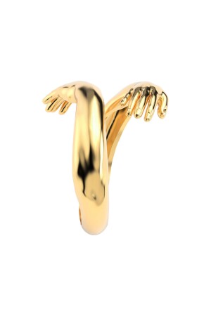 Sarılan Eller Altın Kaplama Gümüş Yüzük - 2
