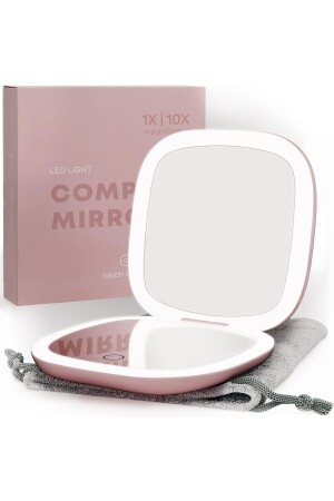 Wiederaufladbarer Taschenspiegel – mit LED-Licht – 1-fache/10-fache Vergrößerung – kompakter Make-up-Spiegel – 10 cm Kosmetik - Lupper