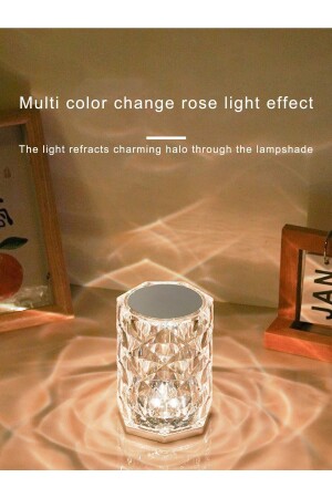 Şarjlı Gül Kristal Elmas Masa Lambası Dokunmatik 3 Renk Değişen Romantik Akrilik Led Gece Lambası TYC00680655904 - 6