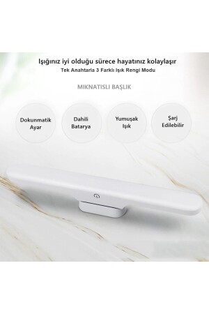 Şarjlı Led Işık Micro Usb Şarjlı Kablosuz Led Lamba 3 Farklı Işık Martı Led Aplik CT-05249-01 - 4