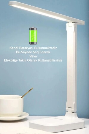 Şarjlı Led Masa Üstü Lambası 3 Renk Dokunmatik Standlı Çocuk Ders Kitap Çalışma Okuma Işığı Gece 9w - 5