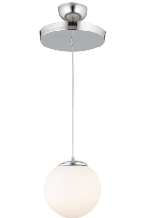 Sarkıt Tekli Tepsili Gümüş Beyaz Glop Camlı Avize 160504001009 - İstanbul Avize