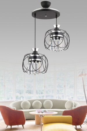 Sarkıt Tepsi Siyah 2'li Safir Krom Kristal Taşlı Lüks Avize TYC00751506936 - Genel Markalar