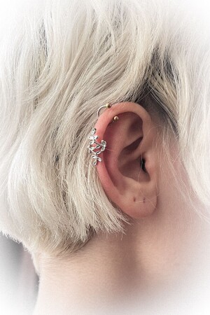 Sarmal Çiçek Kıkırdak Küpe 925 Gümüş Kaplama Ear Cuff kadın küpe Çoklu - 3