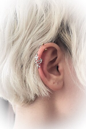 Sarmal Çiçek Kıkırdak Küpe 925 Gümüş Kaplama Ear Cuff kadın küpe Çoklu - 4