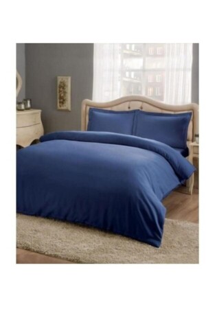 Saten Çift Kişilik Nevresim Takımı Basic Saks BC101390 - Taç