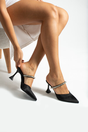 Saten Taş(9CM) Kadın Stiletto Sivri Burun Topuklu Ayakkabı - 1