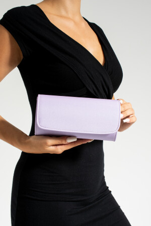 Satin-Flieder-Abendkleid-Tasche, Portfolio-Tasche, Clutch-Tasche - 2