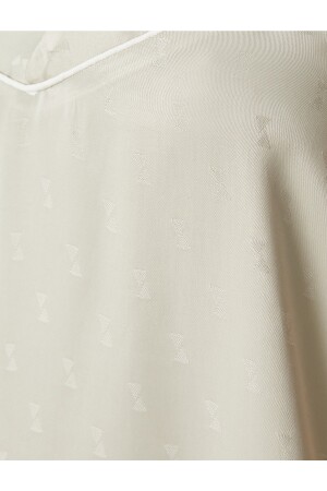 Satin-Pyjama-Oberteil mit Trägern, Jacquard-V-Ausschnitt 3SLK90003MW - 6