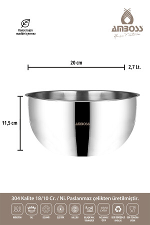 Satinierte 3-teilige Rührschüssel, Edelstahl-Mehrzweckschüssel STN-3PCS - 7