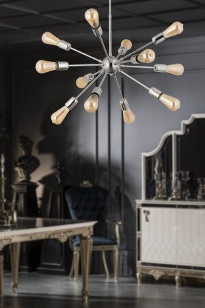 Satürn 12Li Krom Modern Genç Odası Yatak Odası Mutfak Salon Avize 3608-12-CH - Apliqa