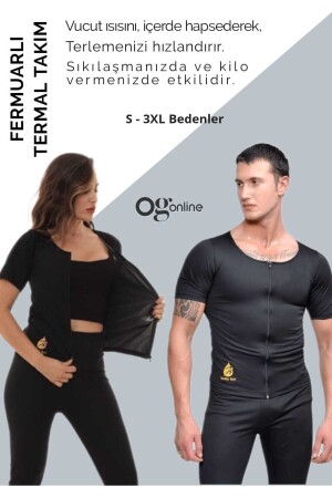 Sauna Suit Orjinal (VİDEOLU) Termal Tayt Ve Fermuarlı Kısa Kollu Extra Terleten Zayıflatan Takım - 1